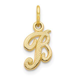 The Sadie 14k Yellow Gold Mini Satin Script Initial Charm, Letter B